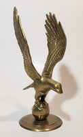 Vintage Mid Century Eagle In Flight 8" Tall Heavy Brass Sculpture