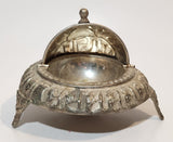 Antique Persian Egyptian Pharaoh's Kings Silver Brass Look Dome Roll Top 6" Diameter Caviar Butter Serving Dish