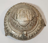 Antique Persian Egyptian Pharaoh's Kings Silver Brass Look Dome Roll Top 6" Diameter Caviar Butter Serving Dish