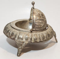 Antique Persian Egyptian Pharaoh's Kings Silver Brass Look Dome Roll Top 6" Diameter Caviar Butter Serving Dish