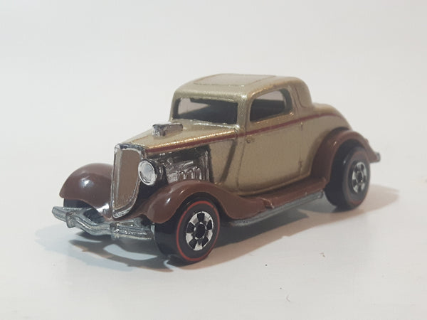 2008 Hot Wheels Since '68: Hot Rods 3-Window '34 Gold and Brown Die Cast Toy Car Hot Rod Vehicle