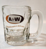 Vintage A & W "the difference is delicious" Clear Glass 4 1/4" Tall Heavy Glass Root Beer Mug