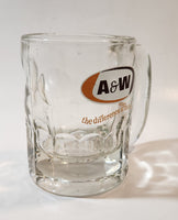 Vintage A & W "the difference is delicious" Clear Glass 4 1/4" Tall Heavy Glass Root Beer Mug