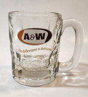 Vintage A & W "the difference is delicious" Clear Glass 4 1/4" Tall Heavy Glass Root Beer Mug