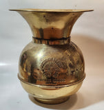 Antique Redskin Brand Chewing Tobacco Cut Plug Large Brass Plated 10 1/2" Tall Spittoon