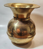 Antique Redskin Brand Chewing Tobacco Cut Plug Large Brass Plated 10 1/2" Tall Spittoon