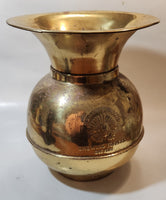 Antique Redskin Brand Chewing Tobacco Cut Plug Large Brass Plated 10 1/2" Tall Spittoon