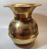 Antique Redskin Brand Chewing Tobacco Cut Plug Large Brass Plated 10 1/2" Tall Spittoon