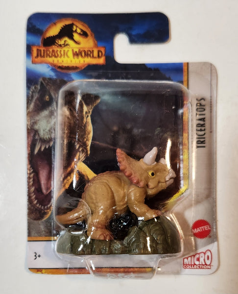 2022 Mattel Micro Collection Jurassic World Dominion Triceratops 1 3/4" Tall Toy Figure New in Package