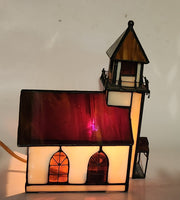 Church Chapel Building Shaped Stained Glass Lamp