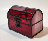 Red Leaded Stained Glass Treasure Chest Trunk Shaped Jewelry Trinket Box