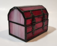 Red Leaded Stained Glass Treasure Chest Trunk Shaped Jewelry Trinket Box