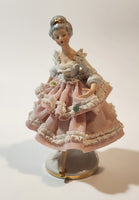 Vintage Crown 'N' Dresden Ballerina 5 1/4" Pink and White Lace Porcelain Dressed Figurine