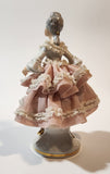 Vintage Crown 'N' Dresden Ballerina 5 1/4" Pink and White Lace Porcelain Dressed Figurine