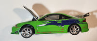 2002 Revell Universal Studios The Fast and The Furious Brian's 1995 Mitsubishi Eclipse Green 1:25 Scale Die Cast Toy Car Vehicle with Opening Hood