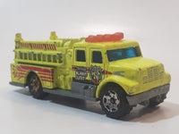 2004 Matchbox Fire International Pumper Neon Yellow Fire Truck Die Cast Toy Car Firefighting Rescue Vehicle