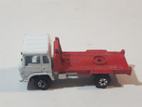 Vintage Yatming Semi Delivery Truck White with Red Deck Die Cast Toy Car Vehicle