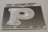 1996 Joy Insignia Letter Shop Silver Letter P Iron On Embroidered Fabric Patch Badge