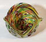 Owl Shaped Colorful Rainbow 6 1/4" Art Glass Vase