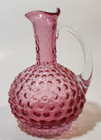 Vintage Fenton Cranberry Glass Hobnail 5 1/4" Tall Cruet Mini Pitcher Jug