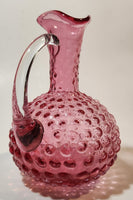 Vintage Fenton Cranberry Glass Hobnail 5 1/4" Tall Cruet Mini Pitcher Jug