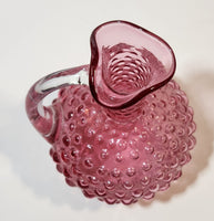 Vintage Fenton Cranberry Glass Hobnail 5 1/4" Tall Cruet Mini Pitcher Jug