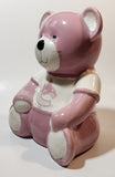 Rare Vancouver Canucks NHL Ice Hockey Team Pink and White 7" Tall Ceramic Teddy Bear Shaped Coin Bank