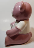 Rare Vancouver Canucks NHL Ice Hockey Team Pink and White 7" Tall Ceramic Teddy Bear Shaped Coin Bank