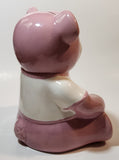 Rare Vancouver Canucks NHL Ice Hockey Team Pink and White 7" Tall Ceramic Teddy Bear Shaped Coin Bank