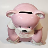 Rare Vancouver Canucks NHL Ice Hockey Team Pink and White 7" Tall Ceramic Teddy Bear Shaped Coin Bank