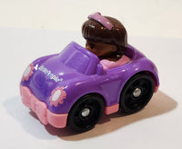 2013 Fisher Price Little People Wheelies Girl in Purple and Pink Car Plastic Toy Vehicle