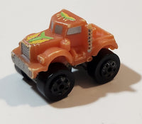 1987 Road Champs Semi Truck Orange Micro Mini Die Cast Toy Car Vehicle