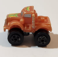 1987 Road Champs Semi Truck Orange Micro Mini Die Cast Toy Car Vehicle