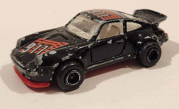 Vintage Majorette No. 209 Porsche 911 Turbo Black 1/57 Scale Die Cast Toy Car Vehicle with Opening Doors