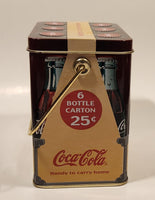 2000 Coca Cola Handy To Carry Home 6 Bottle Carton Embossed Tin Metal Container with Handle