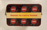 2000 Coca Cola Handy To Carry Home 6 Bottle Carton Embossed Tin Metal Container with Handle