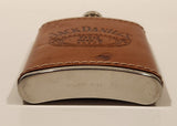 Jack Daniels Old No. 7 Brand Whiskey Brown Leather Covered Cuved 6 Oz. Stainless Steel Flask