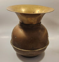 Antique Redskin Brand Chewing Tobacco Cut Plug Large Brass 10" Tall Spittoon