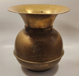 Antique Redskin Brand Chewing Tobacco Cut Plug Large Brass 10" Tall Spittoon