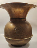 Antique Redskin Brand Chewing Tobacco Cut Plug Large Brass 10" Tall Spittoon