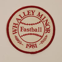 1981 Whalley Minor Fastball Embroidered Fabric Patch Badge