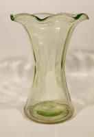 Antique Uranium Glass Ruffled 8 1/4" Tall Flower Vase