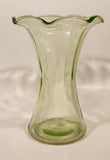 Antique Uranium Glass Ruffled 8 1/4" Tall Flower Vase