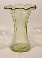 Antique Uranium Glass Ruffled 8 1/4" Tall Flower Vase