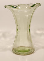 Antique Uranium Glass Ruffled 8 1/4" Tall Flower Vase