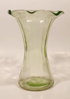 Antique Uranium Glass Ruffled 8 1/4" Tall Flower Vase