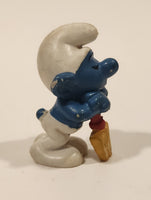 Vintage 1979 Peyo Bully Schleich Smurf with Shovel 1 3/4" Tall PVC Toy Figure Made in West Germany