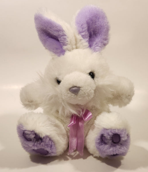 White and Purple Bunny Rabbit with Pink Bow 10" Stuffed Plush Toy
