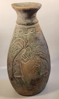 Native American Navajo Kokopelli Fertility Deities Flute Dancers 17" Tall Heavy Clay Pottery Jug Jar