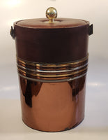 Vintage Mid Century Brown 12 1/2" Tall Copper Ice Bucket Pail with Lid and Handle